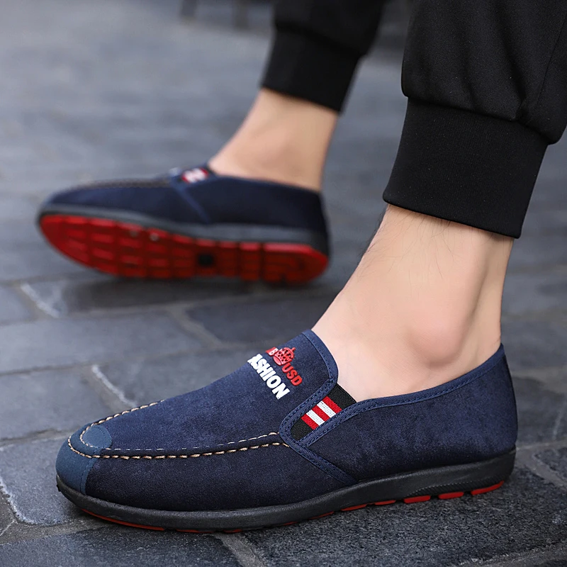 Men Shoes 2018 Spring/Autumn Black/Blue Men Canvas Shoes Fashion Solid Men Loafers High Quality Slip-On Casual Shoes Man Flats