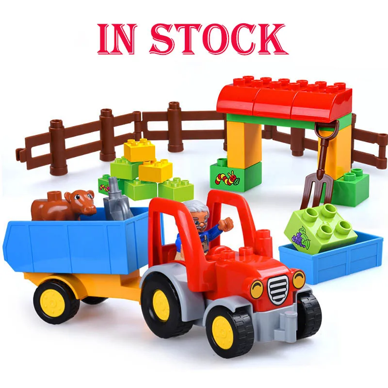 

GOROCK 32Pcs Happy Farm Duploe Large Size Building Blocks Compatible Legoings Duplos Animals Figure DIY Bricks Toys For Children