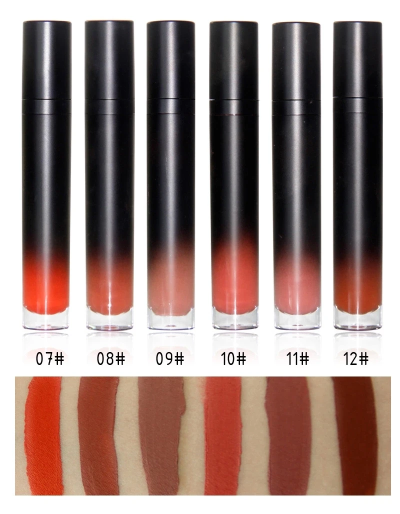 Водонепроницаемая матовая жидкость губная помада блеск для губ без логотипа косметический макияж блеск для губ Губная помада 12 цветов макияж блеск для губ 12 шт