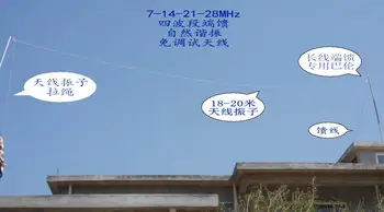 

Short-wave four-band end-feed natural resonance-free debugging antenna Free day adjustment 7/14/21/28MHz amateur section