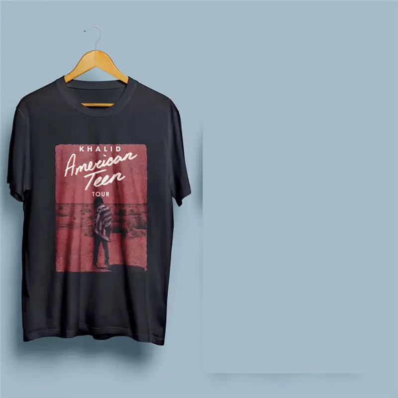 Customize Tee Shirts Regular  Khalid Hip Hop Tour Crew Neck Short-Sleeve Mens Tee Shirt