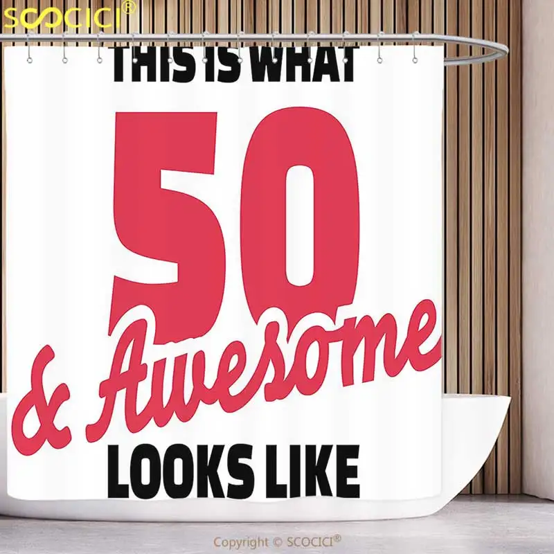 Fun Shower Curtain 50th Birthday Decorations Fifty And Awesome