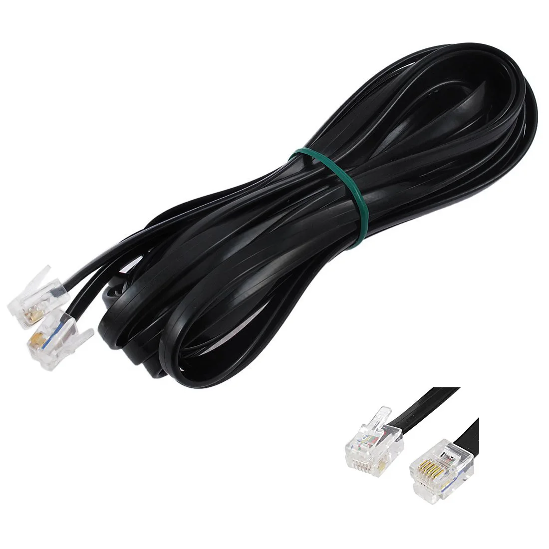 6P6C RJ11 التوصيلة الفاكس مودم كابل خط 5 متر طول الأسود