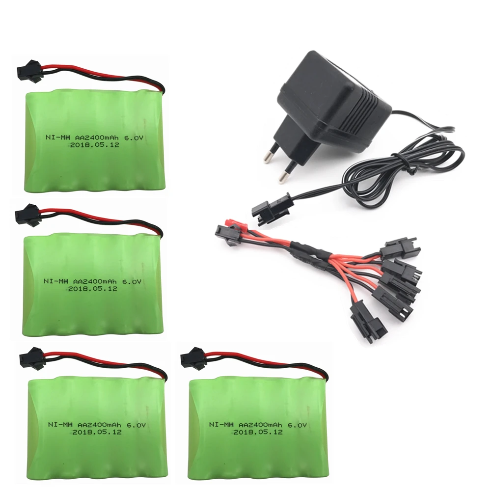 6 v 2400 mah AA Ni-MH аккумулятор с зарядным устройством большой емкости электрический игрушечный аккумулятор дистанционный автомобиль корабль Робот перезаряжаемый 6 v 2400 mah - Цвет: 4PCS EU Plug