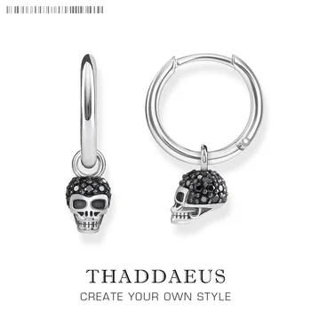 

Black CZ pave Skull Creole Hinged Hoop Earrings,Europe Fashion Good Jewelry For Women Men,2019 Gift In 925 Sterling Silver
