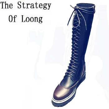 

Winter Short Plush Women Patchwork Lace Up Half Boots Zipper Low Heels Spring Autumn Genuine Leather Knee High Boots ZY171010