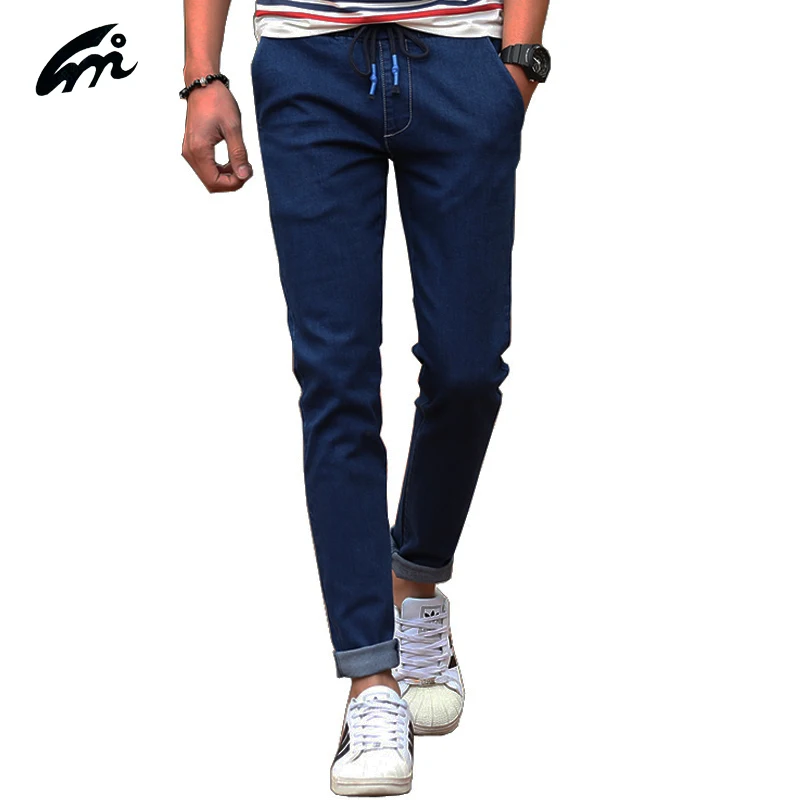 2017 New Mens Pants Fashion men cotton Casual elastic waist trousers biker pants Drawstring trousers beam