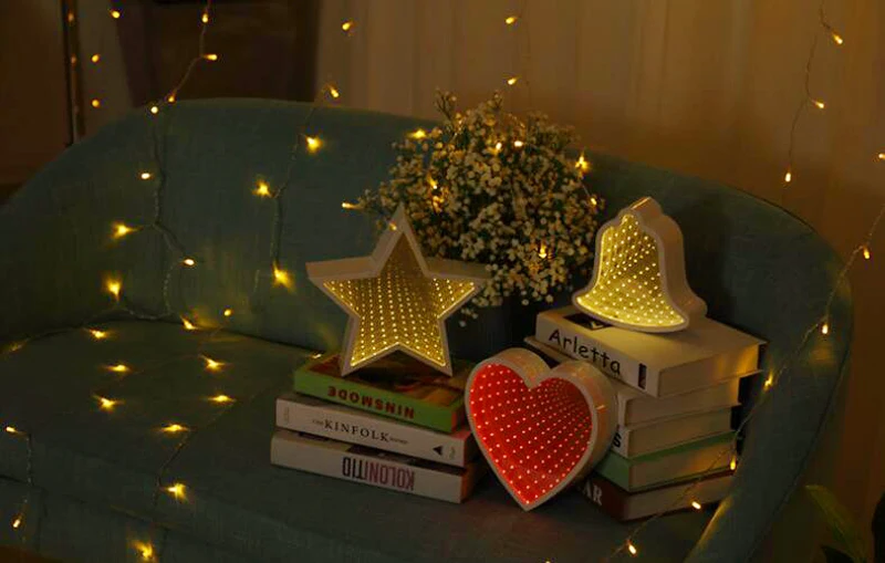 3D Marquee LED Tunnel Lamps Novelty Illusion Star Cloud Pineapple Heart Bell Night Lights Creative Gift Decor Lamp For Wall Desk (23)