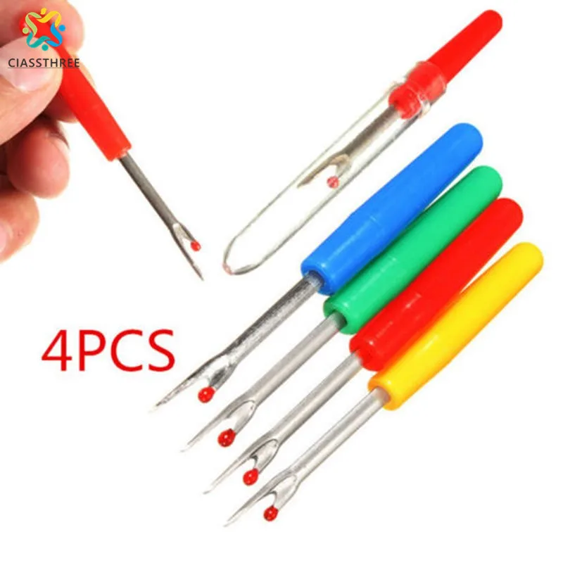 

4Pcs Plastic Handle Craft Thread Cutter Seam Ripper Stitch Unpicker Arts Crafts Sewing Tools