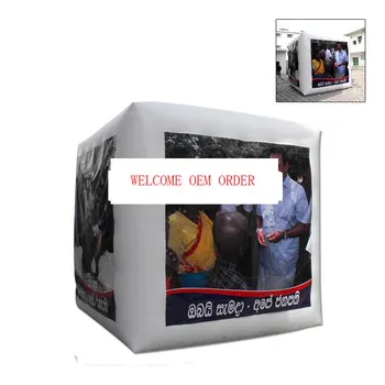 Online 1PC Outdoor Customizable Inflatable Cube Advertising Helium Balloon With 4 Sides Printing With Blower