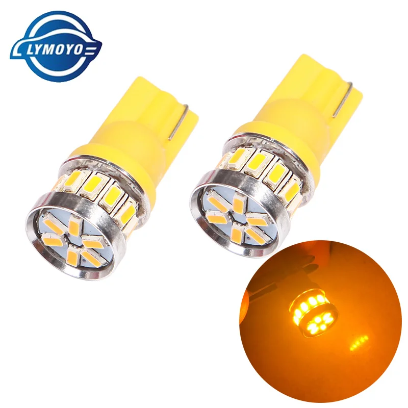 LYMOYO 1 шт. автомобильный T10 светодиодный w5w 3014 18SMD янтарно-желтый для поворотного номерного знака внутренняя Карта Купол Боковой габаритный фонарь 12 В