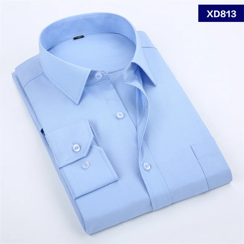 2021 New Men's Dress Shirt Solid Color Plus Size 8XL Black White Blue Gray Chemise Homme Male Business Casual Long Sleeved Shirt