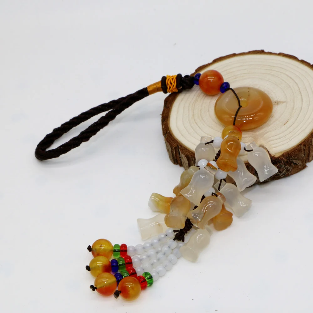 

The new natural jade stone agate car accessories factory for Keychain Decoration