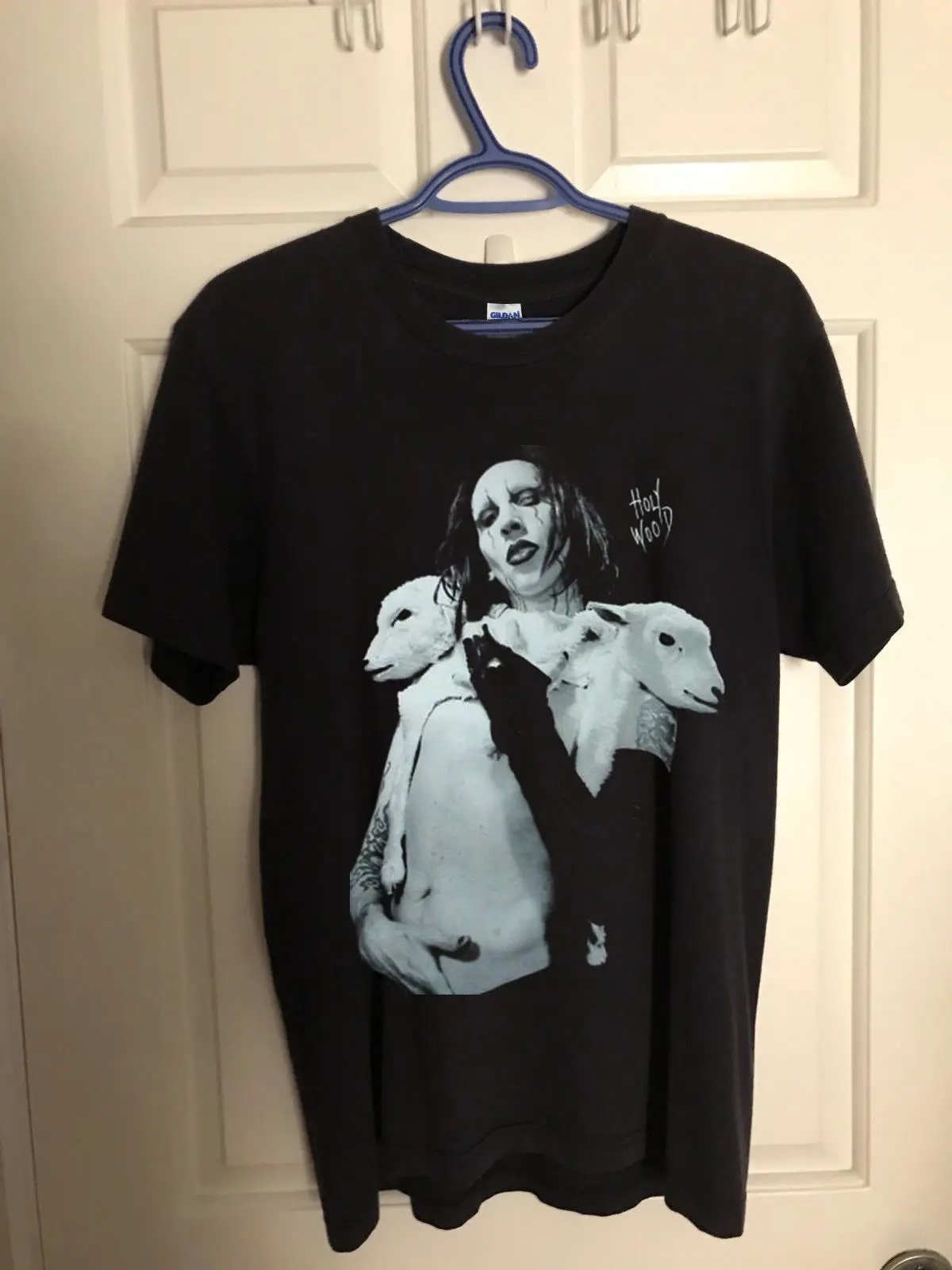

Top VTG MARILYN MANSON POSTER Holy Wood T Shirt Usa Reprint New Summer Short Sleeves New Fashion T-Shirt