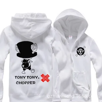 

Anime One Piece Tony Chopper hoodies sportswear zipper Sweatshirt cotton add plush winter warm cosplay Costume 2016