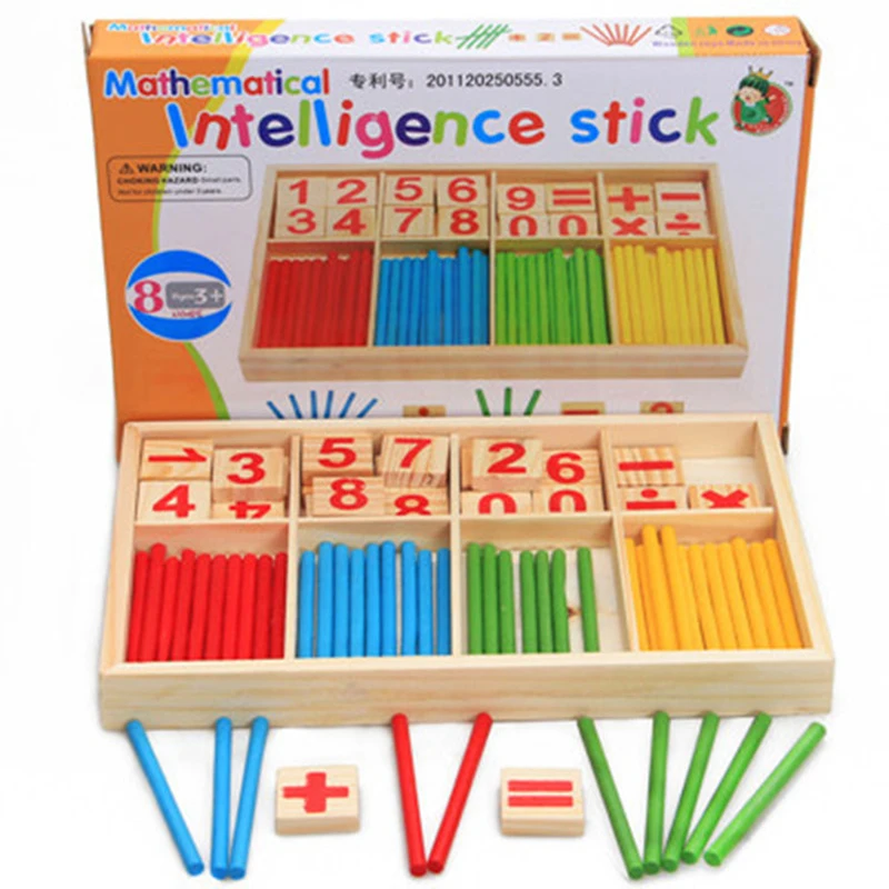 Kid Wooden Block Educational Mathematical Intelligence Stick Building Blocks 