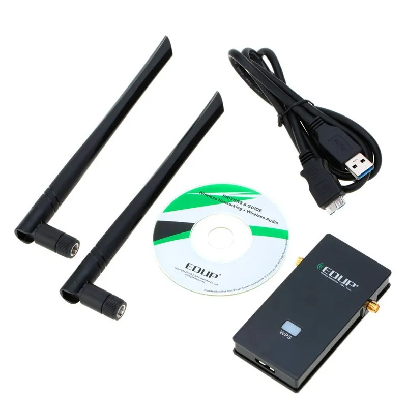 EDUP USB 3,0 двухдиапазонный 2,4 ГГц/5 ГГц 1200 Мбит/с беспроводной адаптер сетевой Wifi карта с двумя Atennas