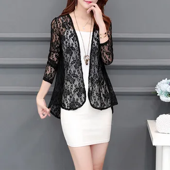 

Women Summer Kimono Cardigan Sunproof Blouse 2019 Boho Beach Lace Chiffon Sunscreen Outwear Casual Long Sleeve Shirt Cardigan
