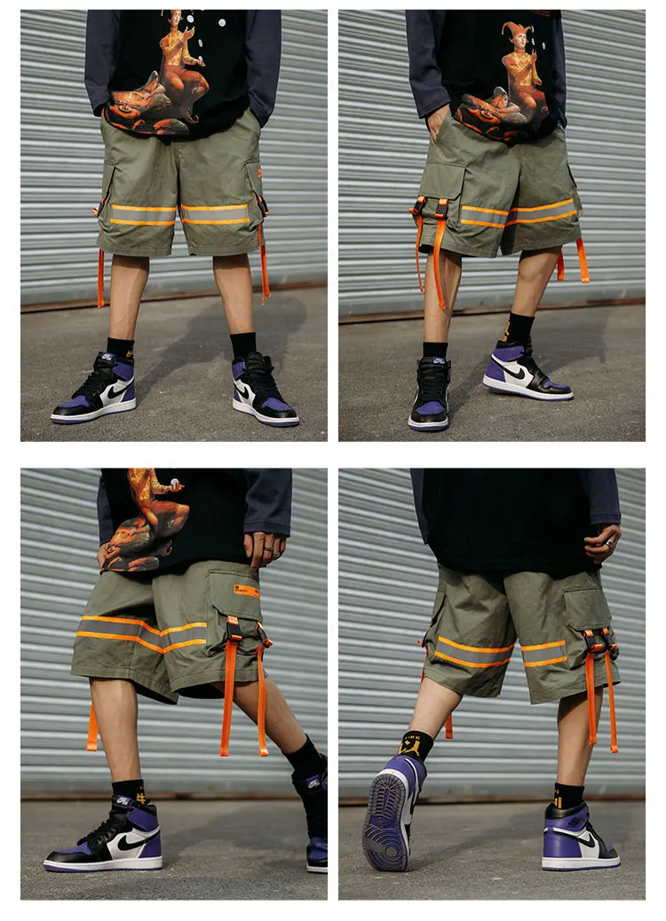 3M Reflective Stripe Buckle Straps Cargo Shorts 1