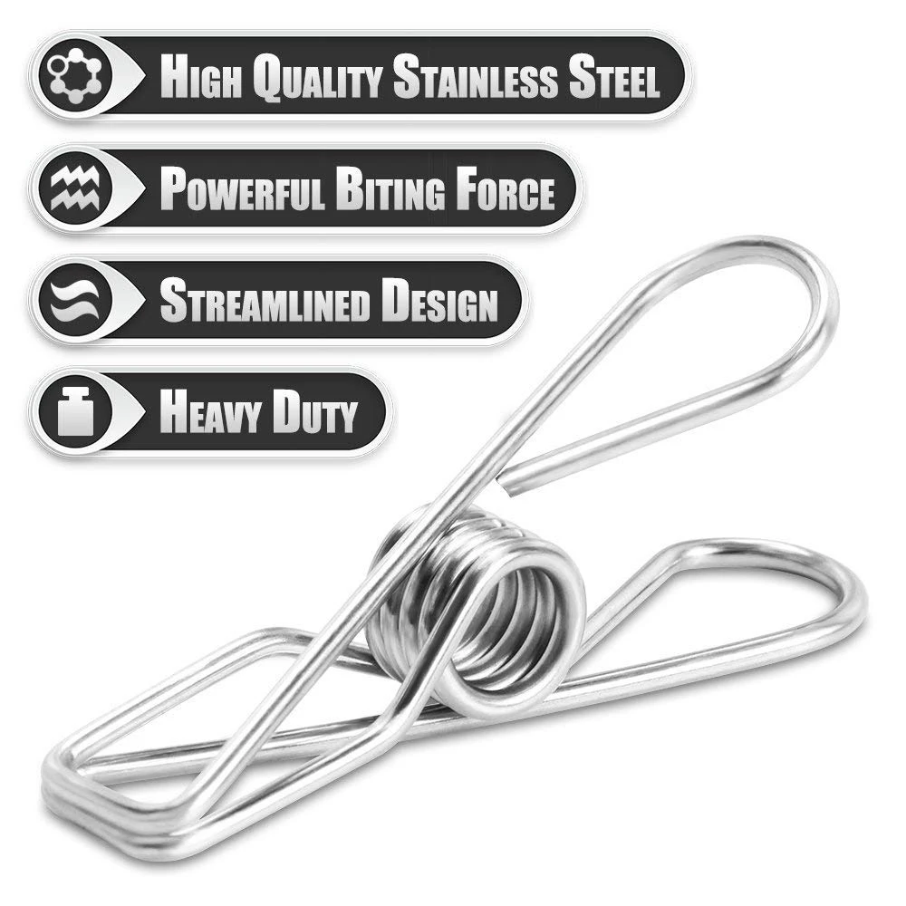 Stainless Steel Clothes Washing Line Pegs Metal Paper Photo Clips Hanger Pins D 