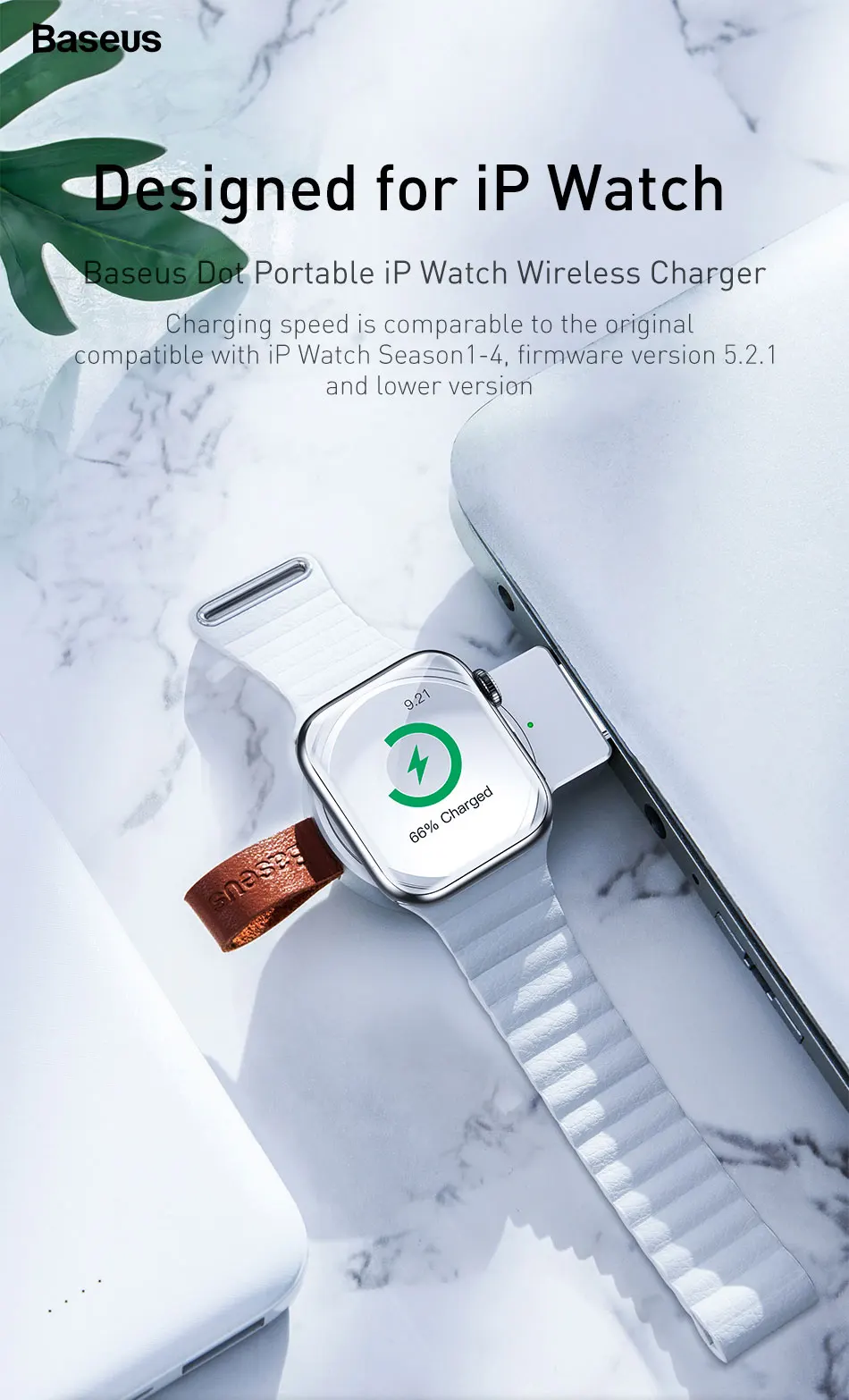 Baseus Портативный Беспроводной Зарядное устройство для наручных часов Apple Watch 4, версия 1, 2, 3, ремешок QI Беспроводной Зарядка для Iphone часы Беспроводной зарядного устройства с Usb слот