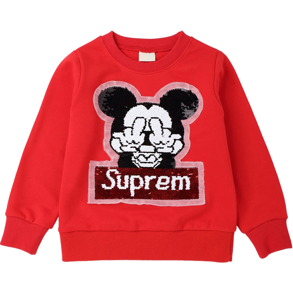 

Sequins Cartoon Pattern Sweatshirts for Children Long Sleeve Tops boys T-shirts Girls Pullover Blouse Autumn 2018 Kids Clothes
