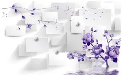 Фото обои для стен 3D стерео Мода цветок фиолетовые цветы ТВ фон настенная живопись
