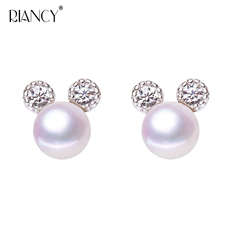 

Fashion 5-6mm Natural Freshwater white Pearl Stud Earrings for Women girl Wedding Jewelry