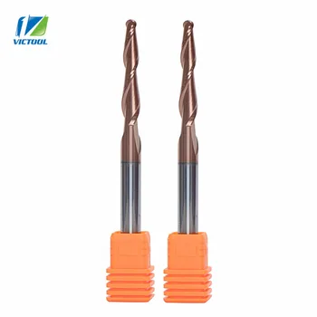 

2pcs/lot H-SI Coated R2.0*D6*30.5*75L*2F Solid Carbide 6mm Ball Nose Tapered End Mills Router Bits cnc Taper Wood Metal Milling