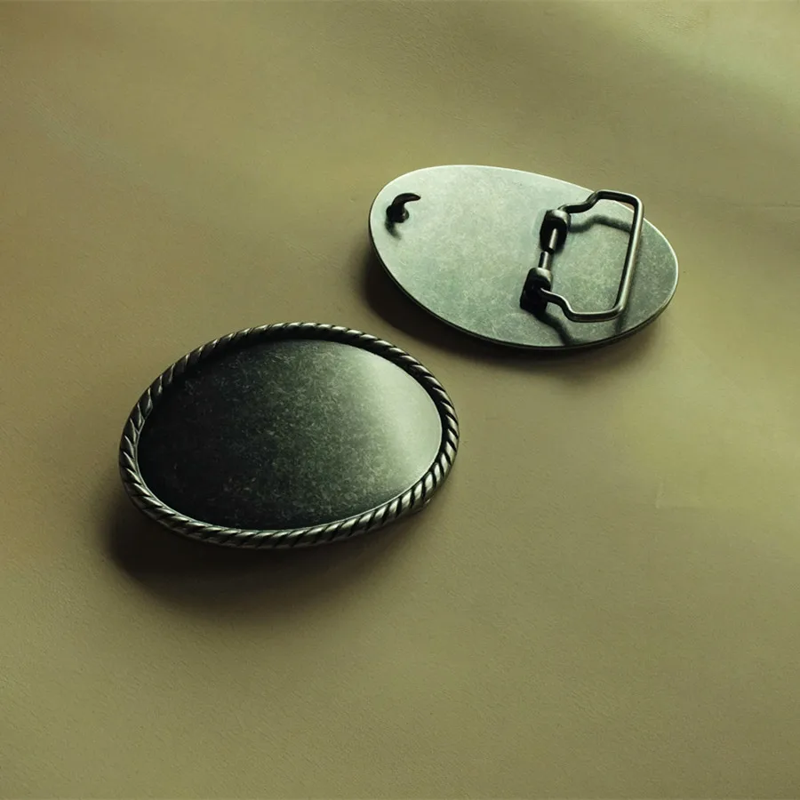 DIY Johnleather Craft Hardware Oval Rope Edge Blanks Plate Belt Buckle