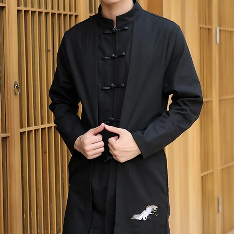 Традиционная китайская одежда для мужчин, мужское пальто, верхняя одежда, Восточный зимний Тренч, Мужская одежда Тренч TA198