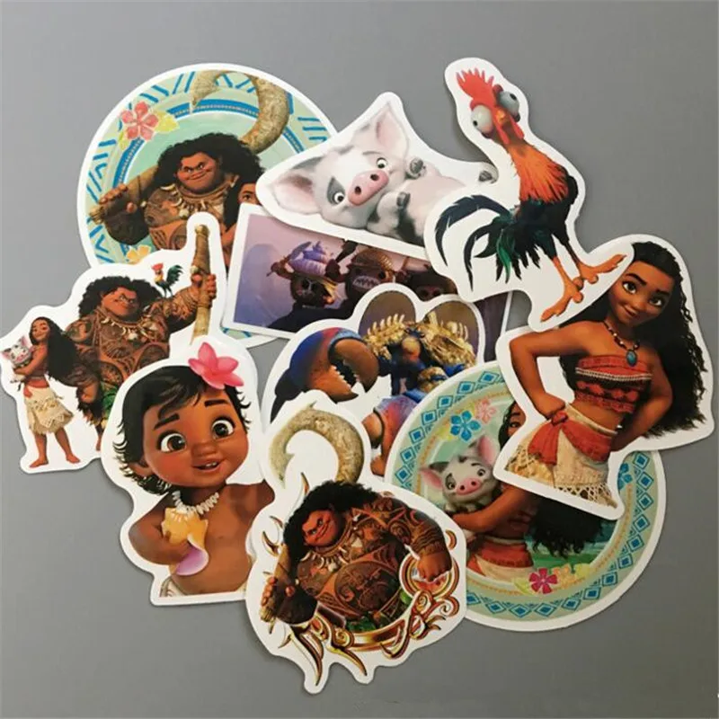 Disney игрушка с моаной Vaiana Boneca забавные Стикеры 10 шт./компл. наклейка для автомобиля портативных уход за кожей лица маска Велосипедный спорт мотоцикл Тетрадь Водонепроницаемый стены Стикеры