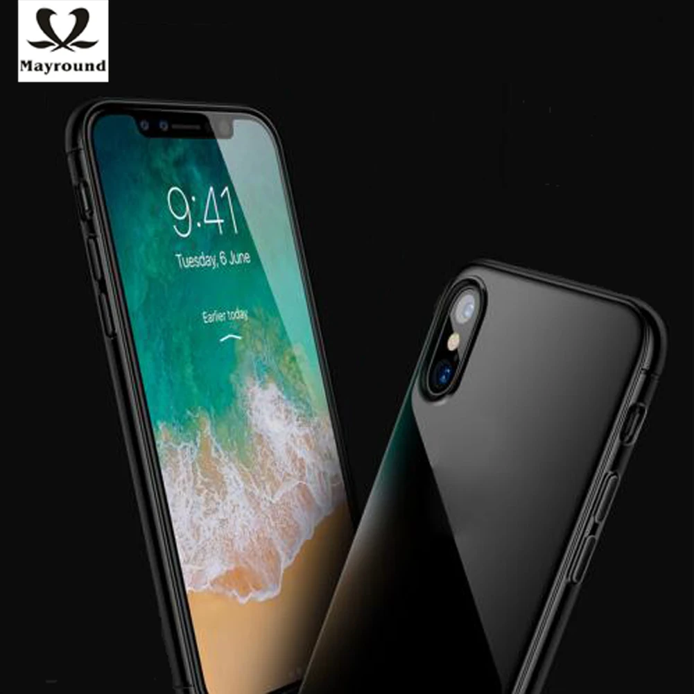 

MAYROUND For iPhone X Case Soft Rubber Gell Protective Bright Jet Black Glossy Cover Anti-knock For iPhone 10 ten Fitted Cases