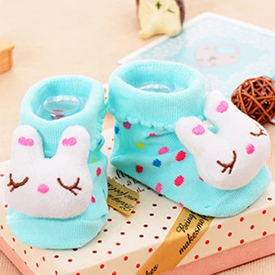 Роскошные носки с милым Рисунком Слона для новорожденных, 1 пара зимние носки из хлопка нескользящие носки для детей от 0 до 18 месяцев - Цвет: Blue