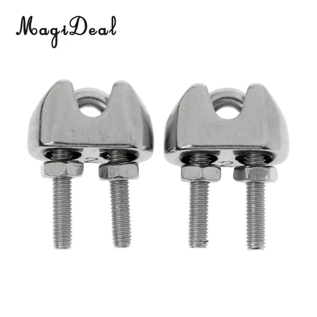 MagiDeal 2 Pieces M2 1/16 Inch Stainless Steel Wire Rope Cable Clip Clamp 2mm Wire Rope U Bolt Saddle Fastener