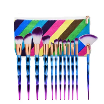 

12Pcs Diamond Shape Makeup Brushes Set Beauty Cosmetic Eyeshadow Lip Powder Face Pinceis Tool Brush Kits Pincel+pouch