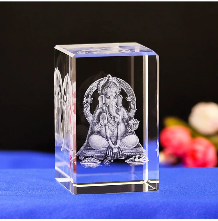 

GOOD # OFFICE HOME Best gift Decor India Japan Southeast Asia Ganesha Elephant Wealth GOD 3D Crystal Image Decoration-FREE SHIP