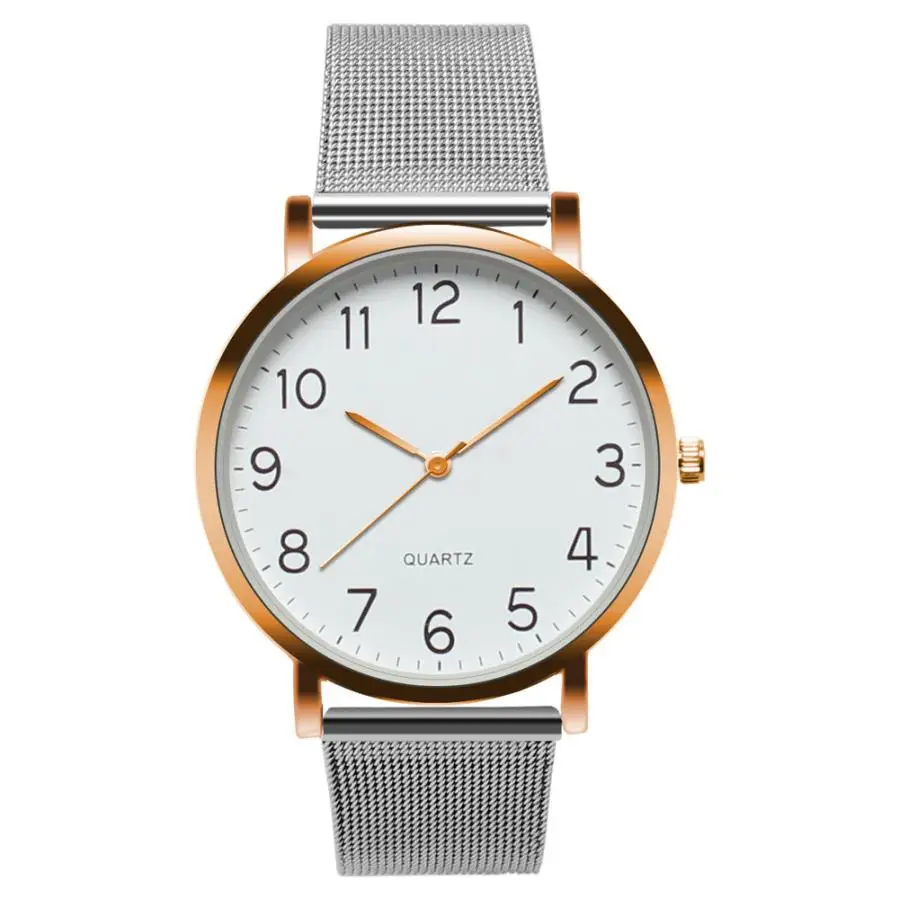 Унисекс простые бизнес модные стальные полосы кварцевые наручные часы мужские модные спортивные кварцевые часы мужские s часы Роскошные брендовые F3 - Цвет: Rose Gold
