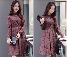 Vancol 2016 Fashion Women Summer Spring Tropical Dress Floral Print Elegant Vestidos Long Sleeve Casual Dresses Women Plus Size