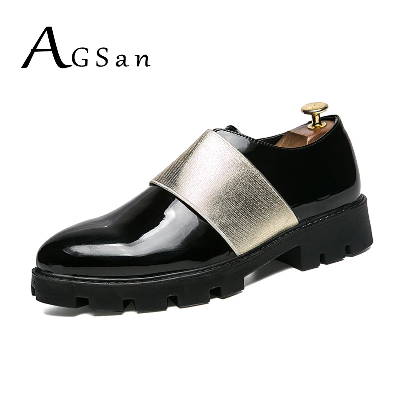 

AGSan Men Fashion Dress Shoes Gentlemen Oxfords Slip On Leather Casual Shoes England Style Dress Loafers PU Leather Shoes Men
