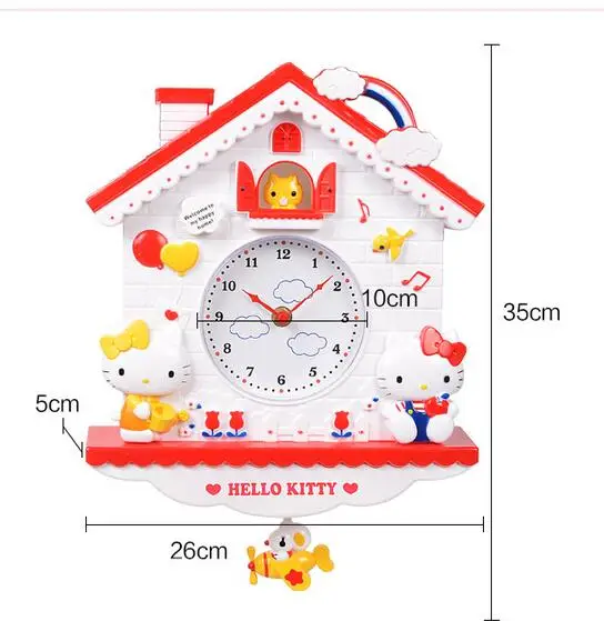  Kitty My Melody Gemini cute cartoon battery swing clock Crafts Arts Home decoration Post modern clo - 32869231386