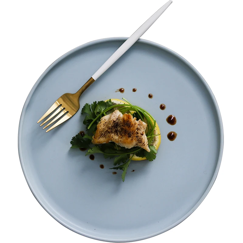 

Brief Solid Color Ceramic Porcelain Steak Vegetables Plate Breakfast Soup Deep Dish Home Tableware Fruit Cake Saucer Weidie Bowl