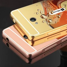 2016 espelho de volta caso capa para o microsoft nokia lumia 640 5.0 “Moldura de alumínio De Metal Set Hot Carcaça Do Telefone para Lumia 640 XL 5.7”