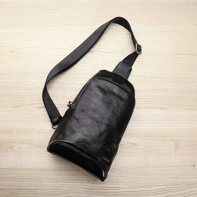 US $46.48 Aetoo Chest Bag Male Leather Fashion Vintage Single Shoulder Bag Casual Movement Oblique Cross Baotou Layer Cowhide Mens Bag