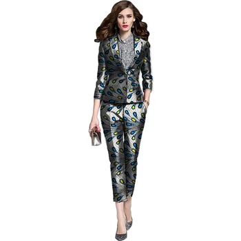 

Elegant African print blazers with trousers women's set clothing Ankara fashion dashiki pant suits customized for ladies