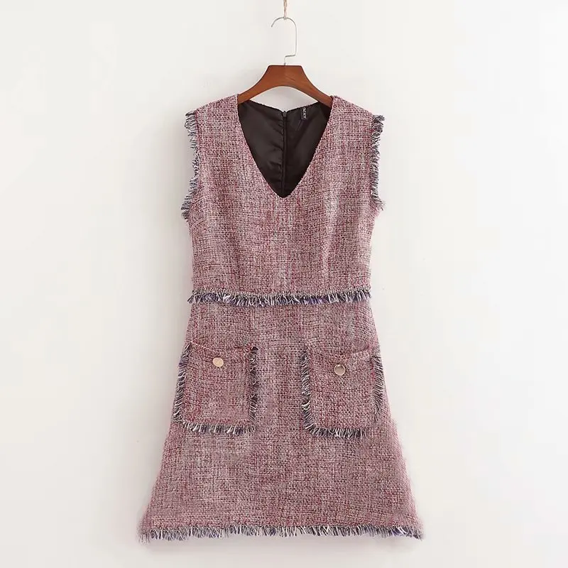 

XD65-1895 European and American fashion tweed dress