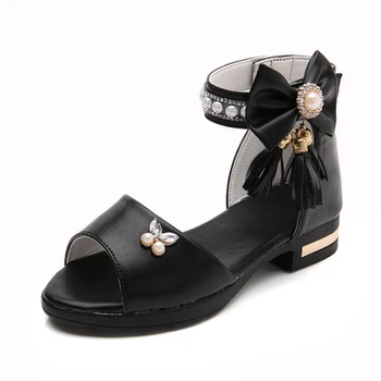 

MHYONS Hot Sale Girls Sandals Non-slip Summer Children Shoes 2019 Open-Toe Bowtie pearl Beaded Children Sandals For Teen Girls