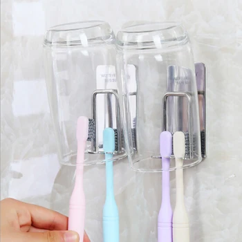 

1pcs Creative Wall Hanging Toothbrush Holder Stainless Steel Tooth Mug Holder Storage Rack Bathroom Organizer Accessories