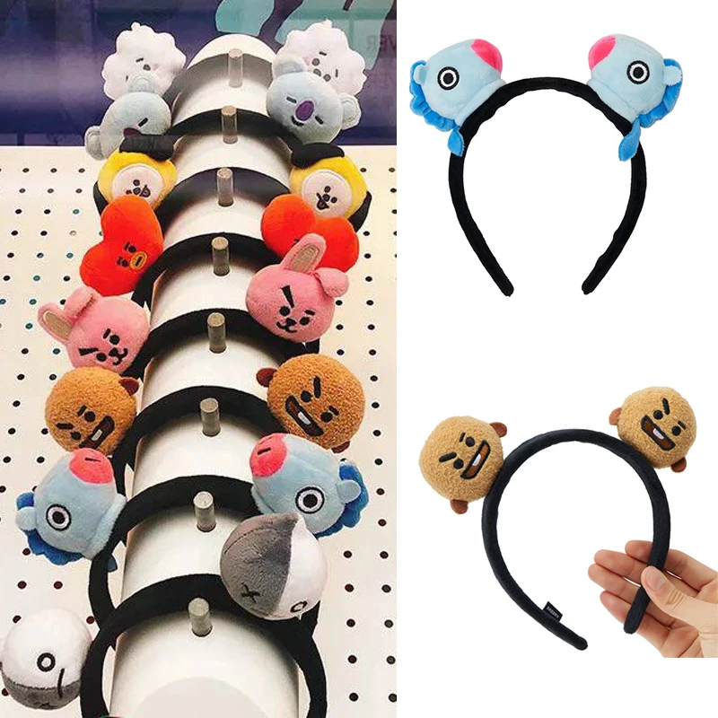 

Kpop Bt21 Headband Plush Toy Headband Hair Fork Cute Gift Small Doll Hair Accessories Kpop BTS Hair Tie Hairpin Bangtan