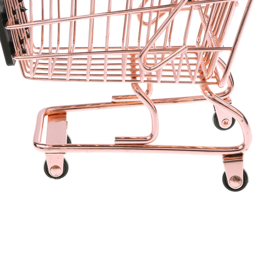 Mini Metal MIniature Shopping Cart Salesman Sample Kids Children Pretend Play Toy Room Cute Decoration - Rose Gold